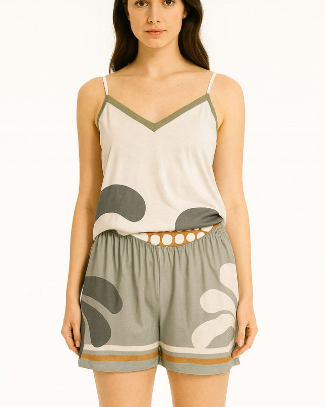 Short Doll LUA LUA Secret | Estampa Verde Off Amarelo E Branco