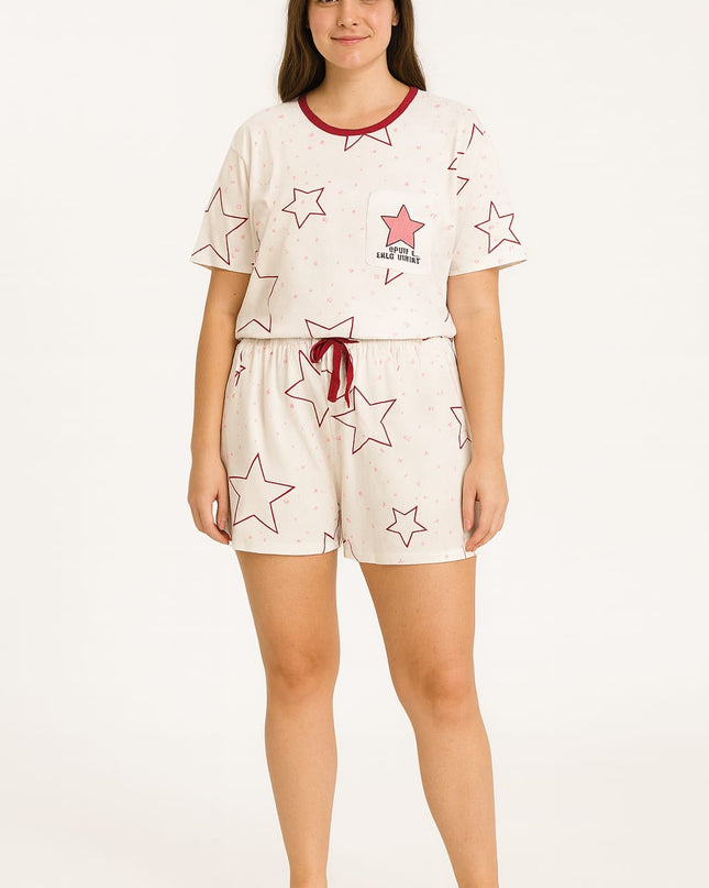 Pijama LUA LUA Especial Stellato Vermelho Estampa De Estrelas Blusa E Short