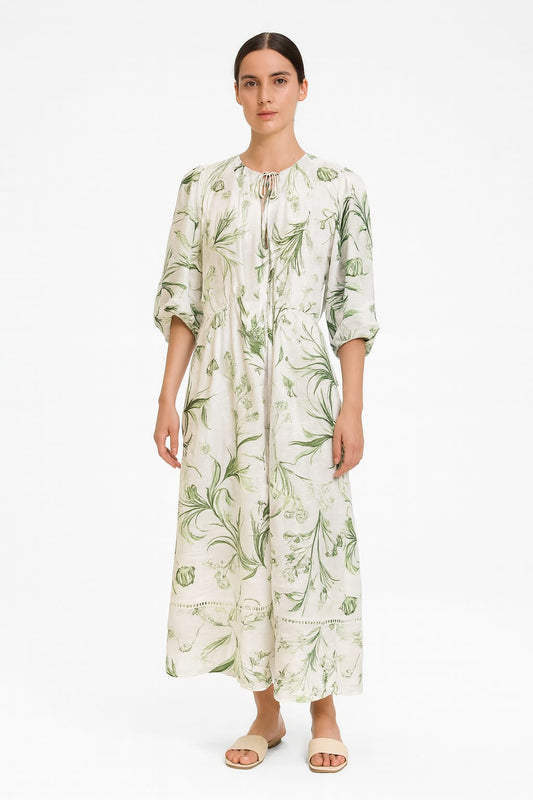 Saída MORENA ROSA VESTIDO LONGO BOTÂNICO | Leveza e Elegância Natural