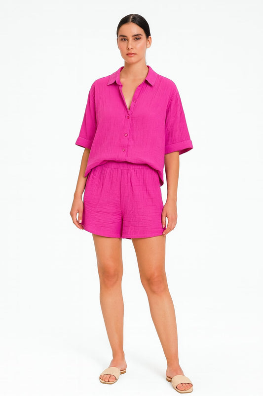 Saída LUA LUA CONJUNTO ROSA CHICLETE | Conforto e Estilo para Dias Quentes