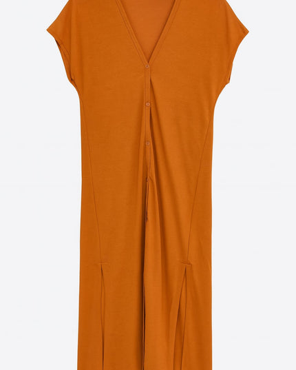 Saída DECHELLES Vestido Midi Terroso | Fluidez & Conforto Natural