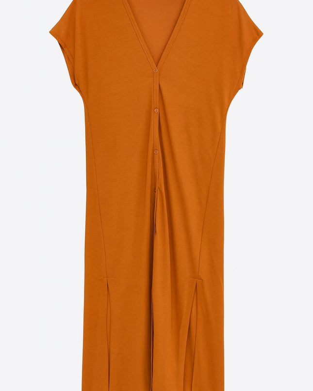 Saída DECHELLES Vestido Midi Terroso | Fluidez & Conforto Natural