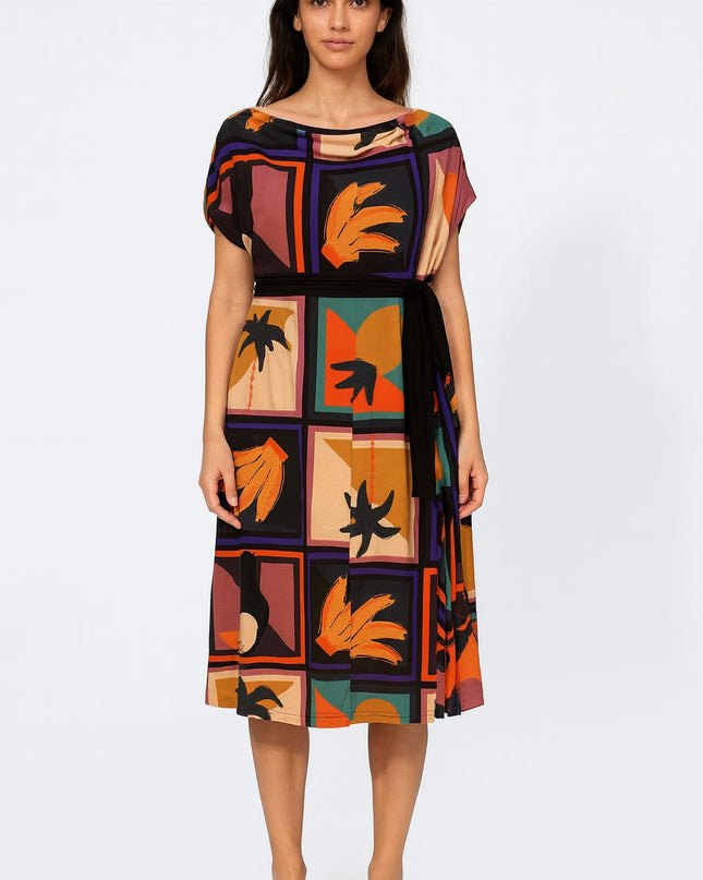 Saída DECHELLES Vestido Curto Estampado | Leveza & Ajuste Com Estilo