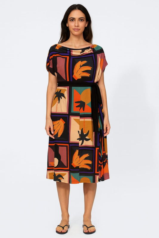 Saída DECHELLES VESTIDO CURTO ESTAMPADO | Leveza & Ajuste com Estilo