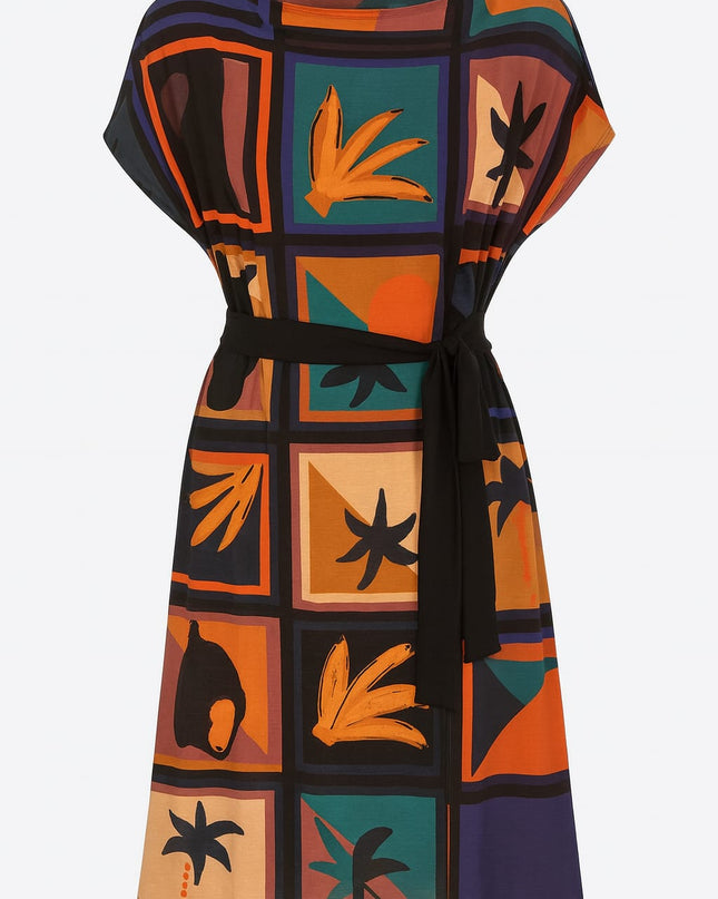 Saída DECHELLES Vestido Curto Estampado | Leveza & Ajuste Com Estilo