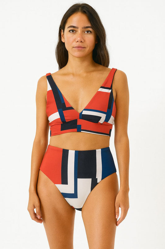 BIQUÍNI DECHELLES GEOMÉTRICO RETRÔ | Elegância & Estilo Contemporâneo