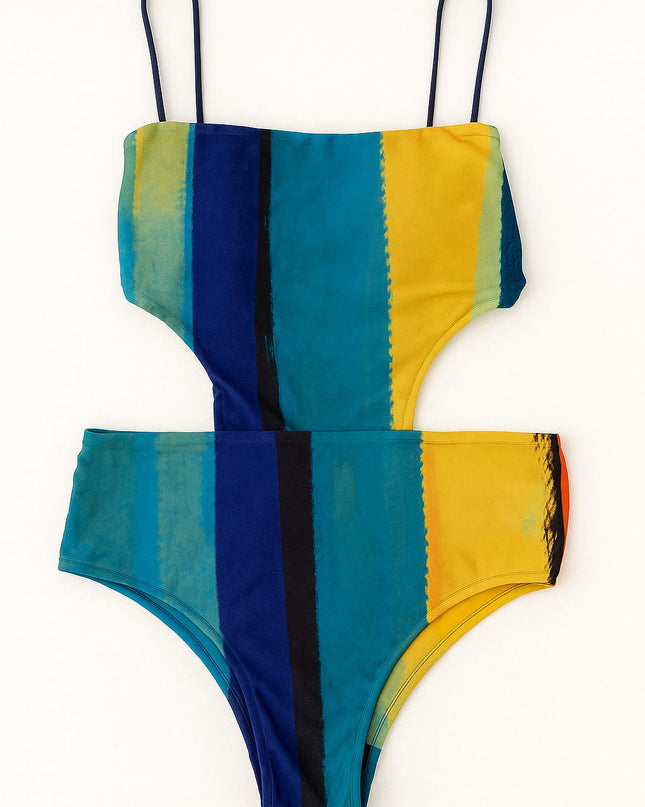 Maiô DECHELLES Listrado Tropical | Elegância & Energia Em Cores Vibrantes