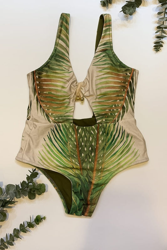 MAIÔ DECHELLES TROPICAL VERDE & BEGE | Leveza & Sofisticação Natural