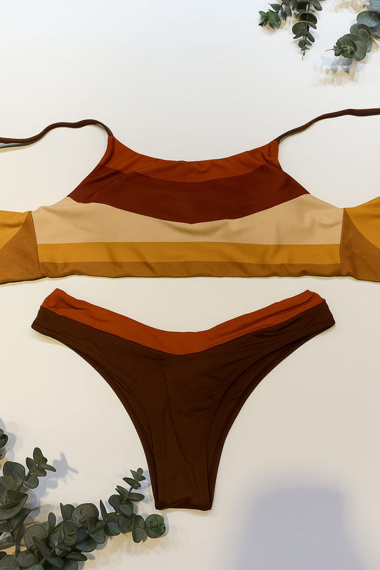 BIQUÍNI DECHELLES BLOCO DE CORES TERROSAS | Elegância Natural & Estilo Contemporâneo