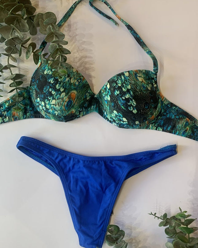 Biquíni FILÓ MAIS VOCÊ Azul & Verde | Elegância Tropical & Conforto