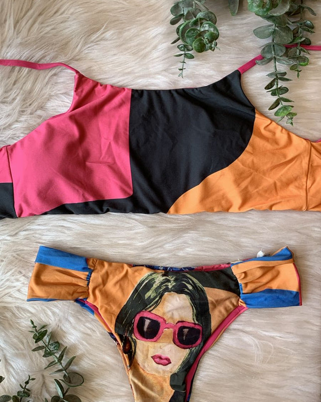 BIQUÍNI Dechelles ARTÍSTICO BICOLOR | Modernidade & Personalidade