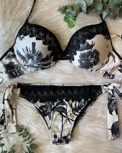 BIQUÍNI Dechelles FOLHAGENS MONOCROMÁTICAS | Elegância & Sofisticação Atemporal