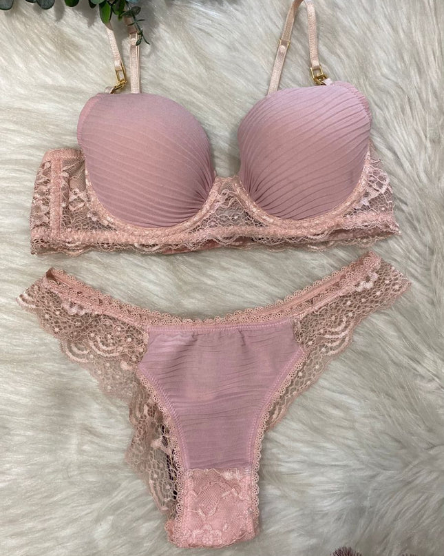 CONJUNTO DE LINGERIE Belles ROSÉ | Delicadeza & Sofisticação