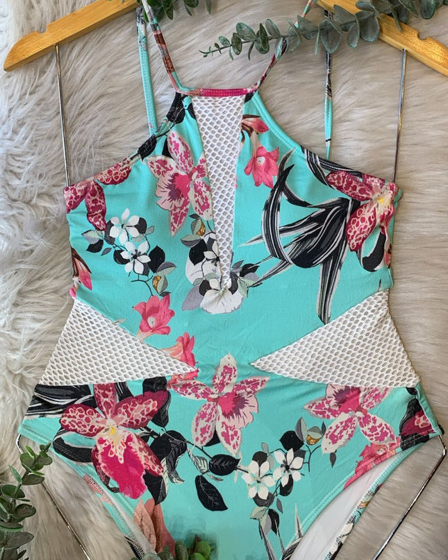 MAIÔ FLORAL VERDE ÁGUA | Delicadeza & Conforto Moderno