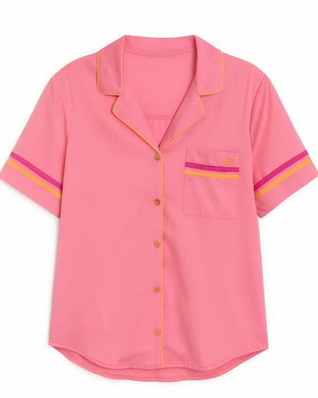 Pijama LUA LUA Americano Cetim Acetinado Rose Neon Blusa E Short