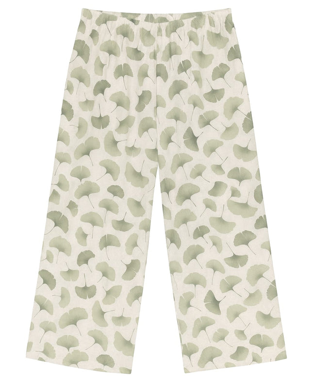 Pijama LUA LUA Capri Estampa De Folhas Verdes Blusa Manga Curta E Calça Pescador