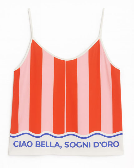 Babydoll LUA LUA Ciao Bella Cetim Vermelho Listrado Blusa E Short