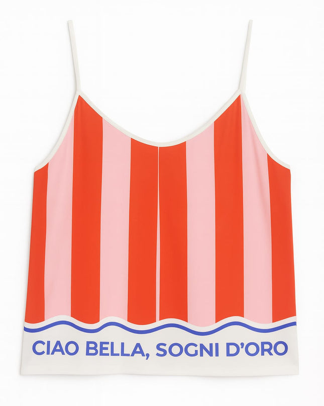 Babydoll LUA LUA Ciao Bella Cetim Vermelho Listrado Blusa E Short