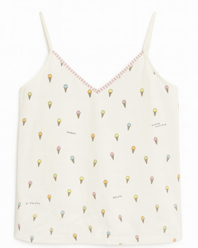 Babydoll LUA LUA Gelato Estampa De Sorvetes Off-White Blusa E Short