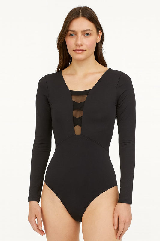 Body DECHELLES Preto Tule com Tiras no Busto