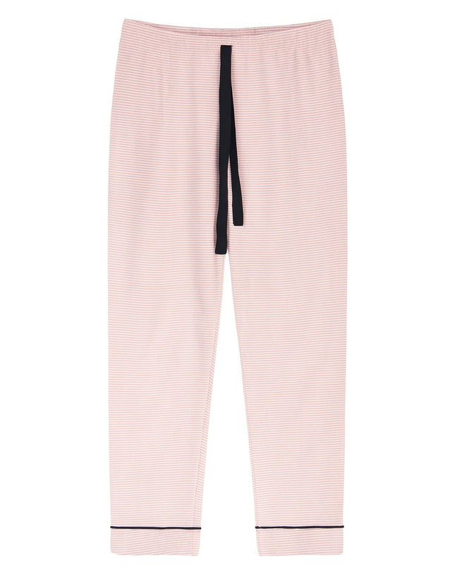Pijama Feminino 2 Peças Rosa Pastel Americano Com Vivo Preto Manga Longa Tam M/G LUA LUA