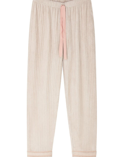 Pijama Feminino 2 Peças Rose Americano Texturizado Manga Longa Tam G LUA LUA