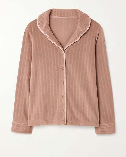 Pijama Feminino 2 Peças Rose Americano Texturizado Manga Longa Tam G LUA LUA