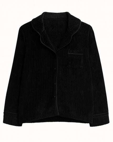 Pijama Feminino 2 Peças Preto Americano Aberto Manga Longa Tam P,g LUA LUA
