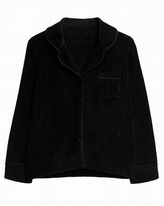 Pijama Feminino 2 Peças Preto Americano Aberto Manga Longa Tam P,g LUA LUA