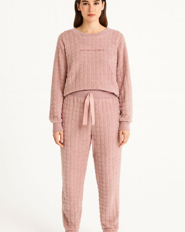 Pijama Feminino 2 Peças Rose Claro Fleece Cozy Tam G LUA LUA