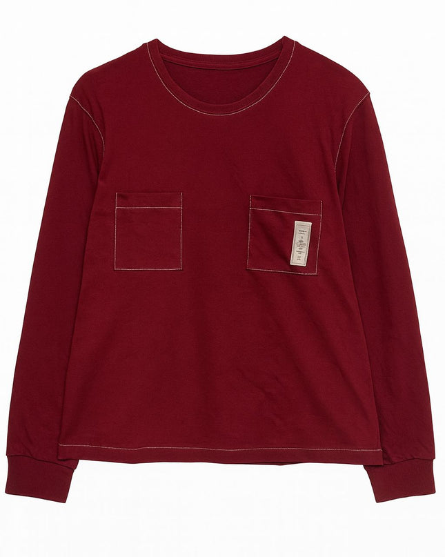 Pijama Feminino 2 Peças Vinho Manga Longa Com Bolsos E Calça Reta Tam M LUA LUA