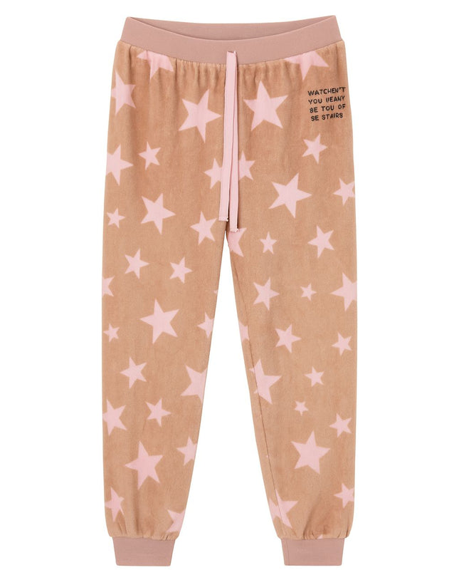 Pijama Feminino 2 Peças Marrom Estampado Com Estrelas E Ursinho Manga Longa Tam G LUA LUA