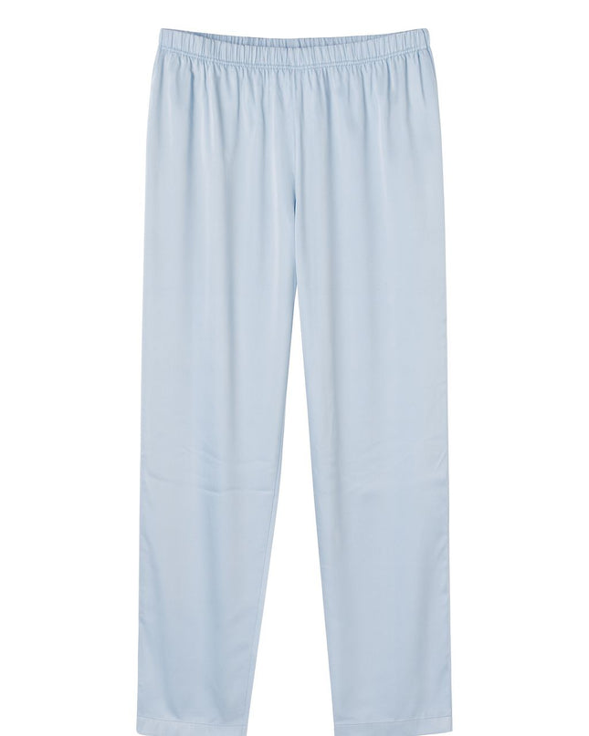 Pijama Feminino 2 Peças Azul Claro Cetim Com Renda Manga Longa Tam M LUA LUA