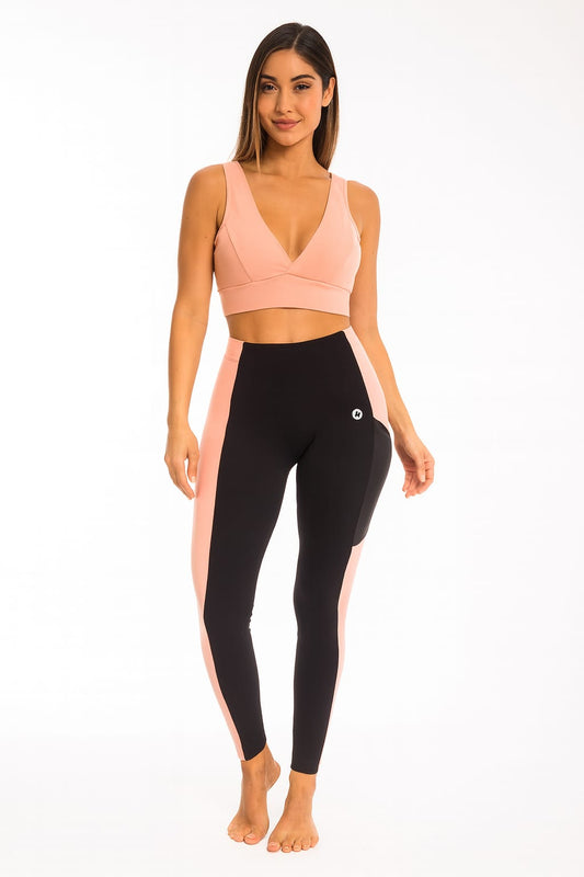 Conjunto Fitness VESTEM + DECHELLES PRETO & ROSA | Elegância & Desempenho