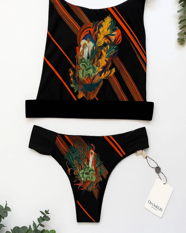 Biquíni DECHELLES Listras Botânicas | Sofisticação & Exclusividade Na Moda Praia